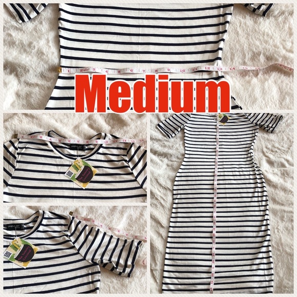 NWT-Black & White striped Bodycon dress - Picture 7 of 8